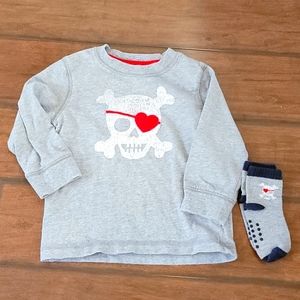 Gymboree 12-18 valentine skull shirt and socks